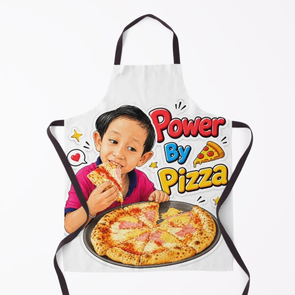 Item preview, Power By Pizza, Cute Cartoon Boy Cheesy Pizza Lover Sticker designed and sold by BlossoraStudio.