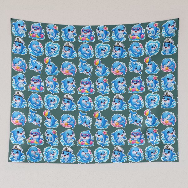 Item preview, Cute Kawaii Dolphin Sticker Pack – Adorable Ocean Animal designed and sold by KrishAuraa.