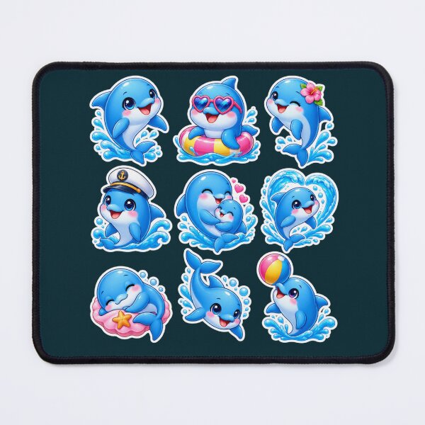 Item preview, Cute Kawaii Dolphin Sticker Pack – Adorable Ocean Animal designed and sold by KrishAuraa.