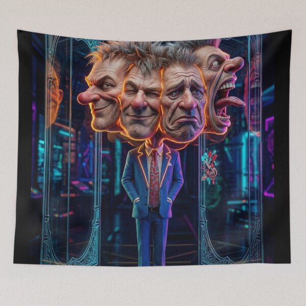 Item preview, Man with Four Faces in Neon designed and sold by kiwiartyfarty.