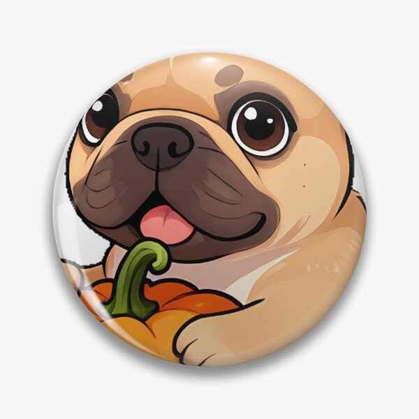 Artikelvorschau, Niedlicher französischer Bulldoggenwelpe mit Kürbis-Symbol entworfen und verkauft von pumsquare.