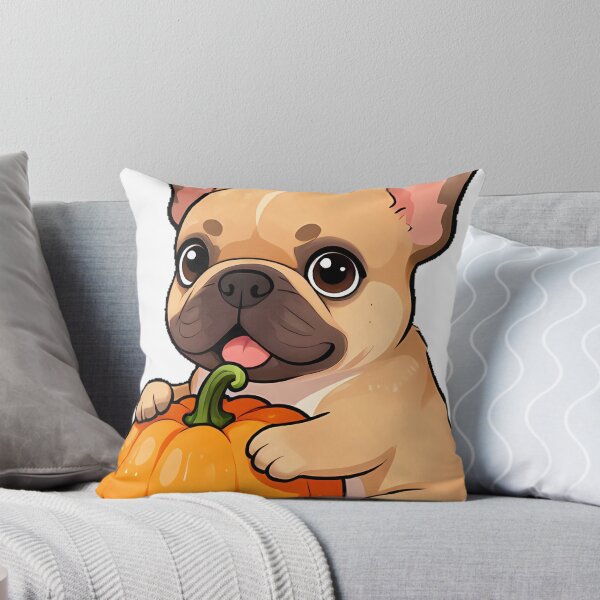 Artikelvorschau, Niedlicher französischer Bulldoggenwelpe mit Kürbis-Symbol entworfen und verkauft von pumsquare.