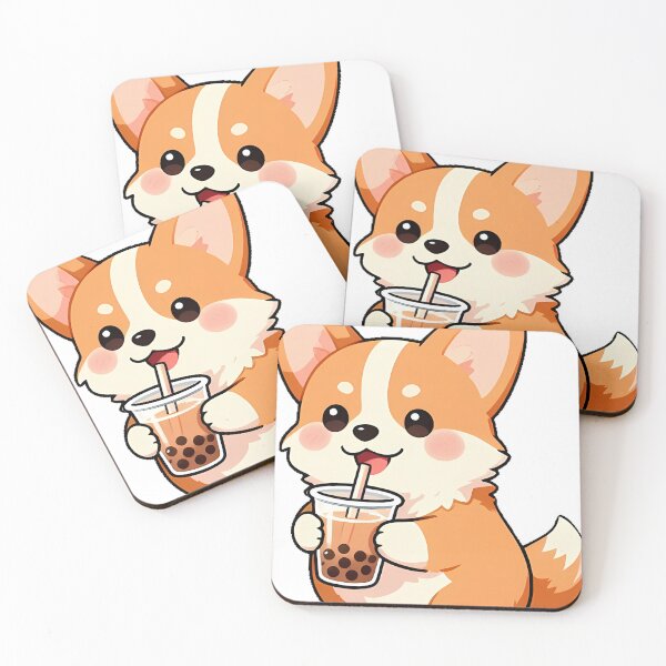 Item preview, Cute Corgi Puppy with Iced Boba Tea Icon designed and sold by pumsquare.