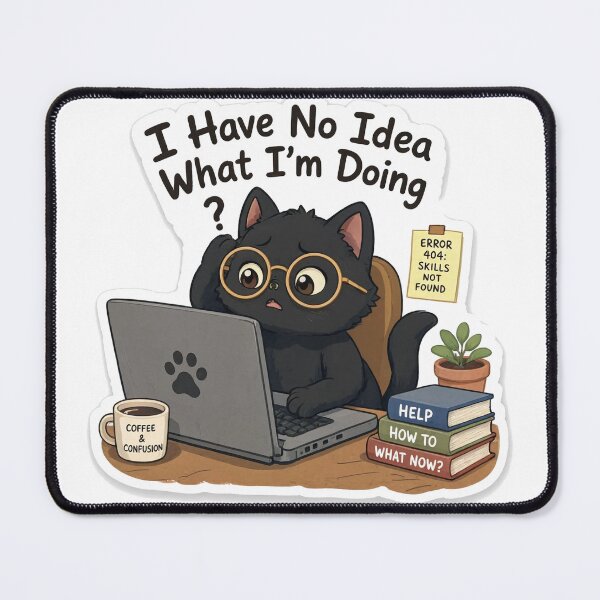 Item preview, Funny IT Black Cat I Have No Idea What Im Doing designed and sold by digital.stickerperso.com.