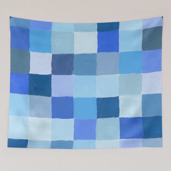 Item preview, Retro Modern Blue and White Check Design | Handpainted Check Pattern designed and sold by sheseddit.
