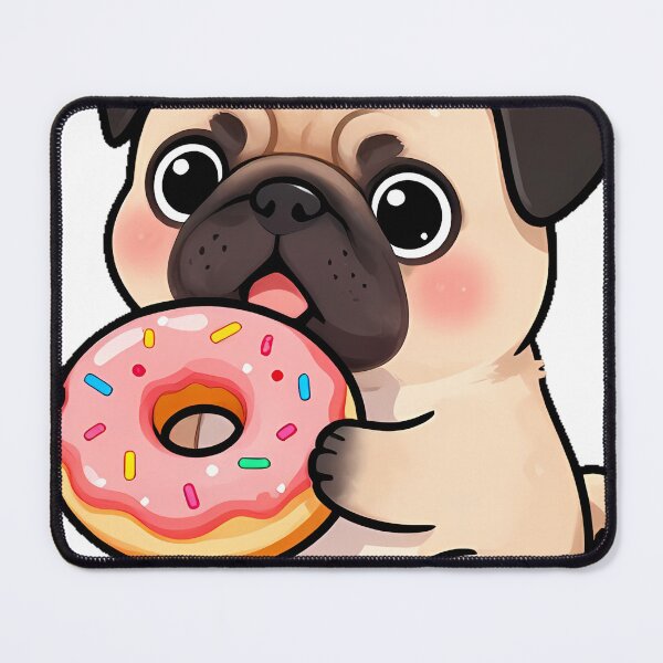 Item preview, Cute Chubby Pug Puppy with Frosted Donut Icon designed and sold by pumsquare.