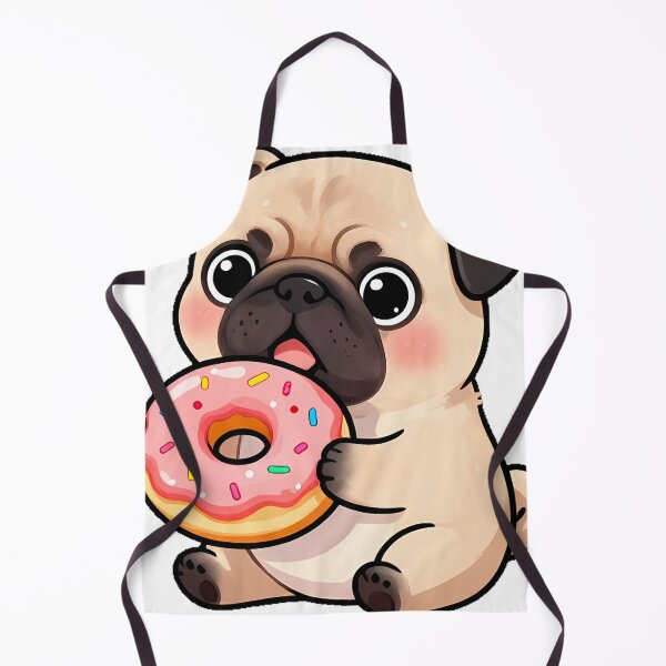 Item preview, Cute Chubby Pug Puppy with Frosted Donut Icon designed and sold by pumsquare.