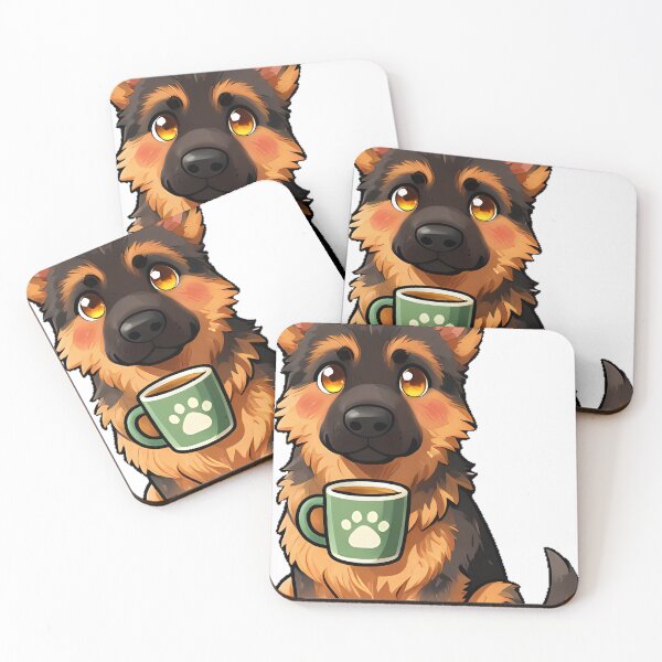 Item preview, Cute German Shepherd Puppy with Coffee Mug Icon designed and sold by pumsquare.