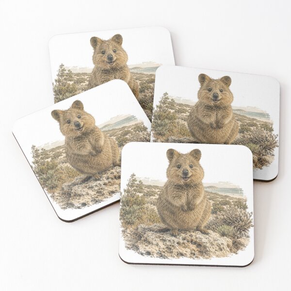 Item preview, Quokka Selfie Happy Quokka Rottnest Island Western Australia Cute Smiling Quokka Vintage Art designed and sold by Yellowriversss.