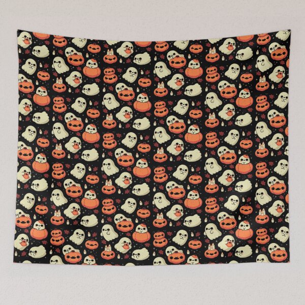 Item preview, Cute Ghost with Halloween Pumpkin designed and sold by xMorfina.
