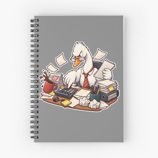 Item preview,  Angry goose accountant sticker working at office desk with calculator and flying papers designed and sold by aleano2026.
