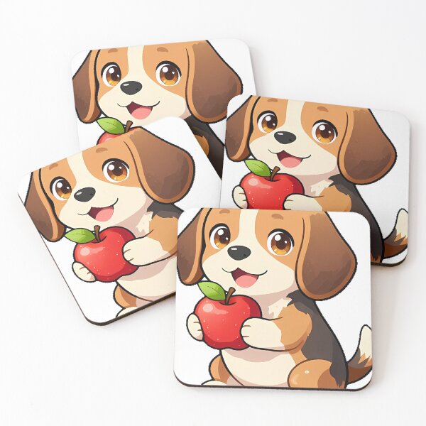 Item preview, Cute Beagle Puppy with Shiny Red Apple Icon designed and sold by pumsquare.