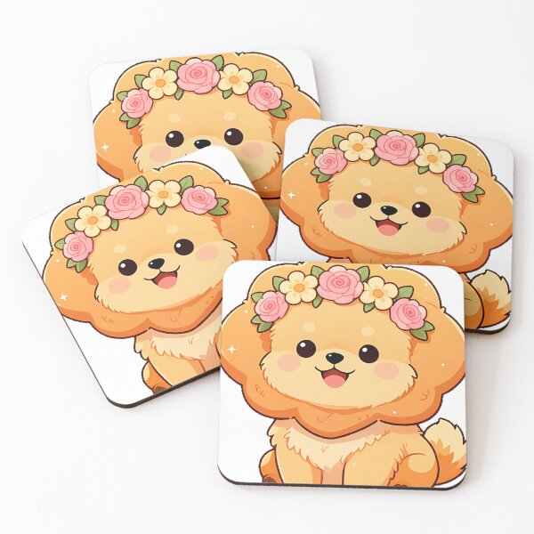 Item preview, Cute Fluffy Pomeranian Puppy with Flower Crown Icon designed and sold by pumsquare.