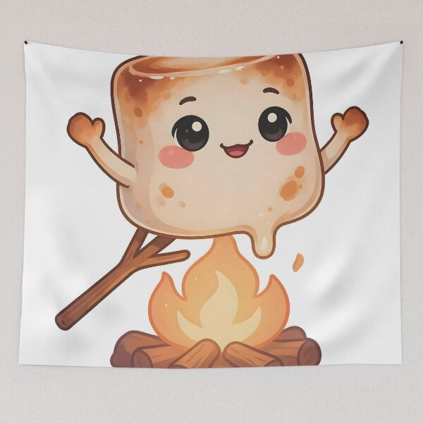 Item preview, Cute Kawaii Melting Marshmallow Campfire Sticker designed and sold by ChibiPCStudio.