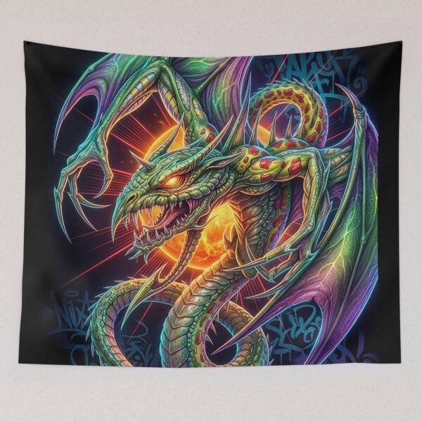 Item preview, Vivid Dragon with Fiery Background designed and sold by kiwiartyfarty.
