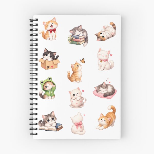Item preview, Cute Kitten Books Butterfly Frog Hoodie Aesthetic Sticker Sheet designed and sold by Rehnair.