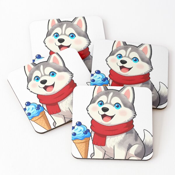 Item preview, Cute Siberian Husky Puppy with Ice Cream Cone Icon designed and sold by pumsquare.