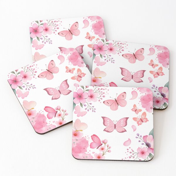 Item preview, Pink Watercolor Butterfly Floral Garden designed and sold by TibbuTees.
