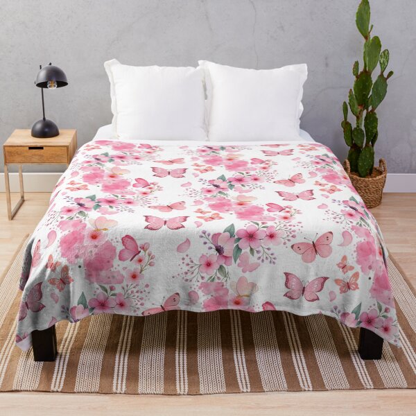 Item preview, Pink Watercolor Butterfly Floral Garden designed and sold by TibbuTees.