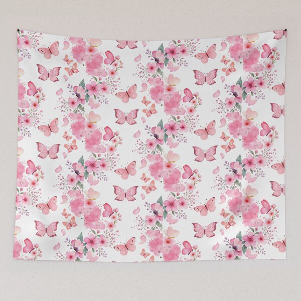 Item preview, Pink Watercolor Butterfly Floral Garden designed and sold by TibbuTees.