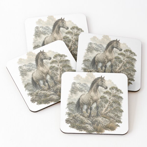 Item preview, Australian Brumby Horse Snowy Mountains Wild Kosciuszko National Park Art designed and sold by Yellowriversss.