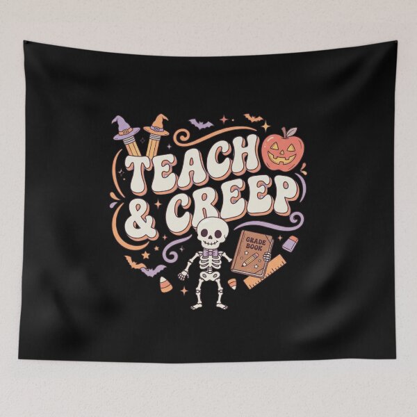 Item preview, Teach And Creep Halloween Teacher Classroom Cute Skeleton T-Shirt designed and sold by KreatoLab.