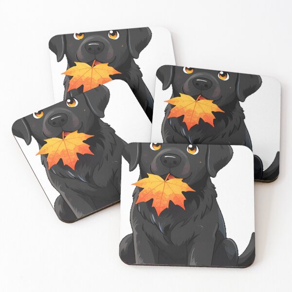 Item preview, Cute Black Lab Puppy with Autumn Maple Leaf Icon designed and sold by pumsquare.