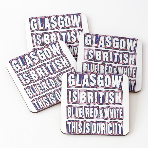 Aperçu de l'œuvre Glasgow est britannique - Bleu, Rouge et Blanc créée et vendue par Terrace-Cartel.