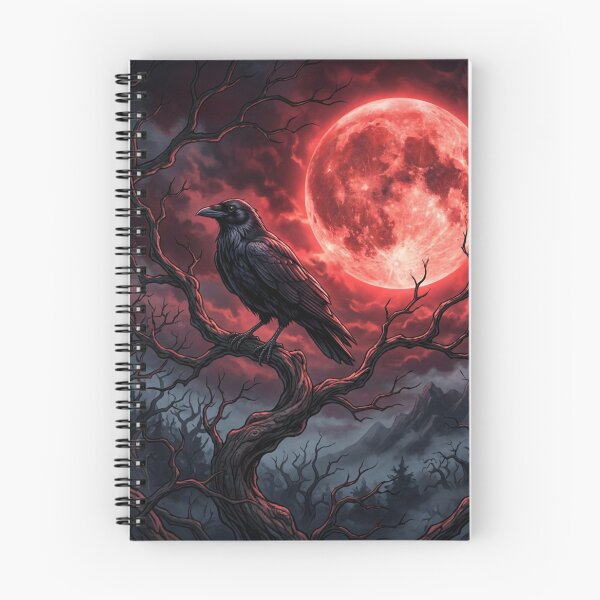 Item preview, a raven perched illuminated by a red moon designed and sold by Marie Colençon.