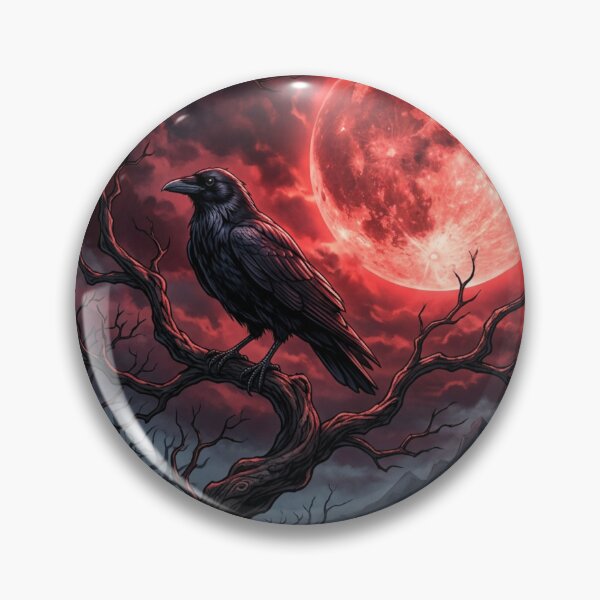 Item preview, a raven perched illuminated by a red moon designed and sold by Marie Colençon.