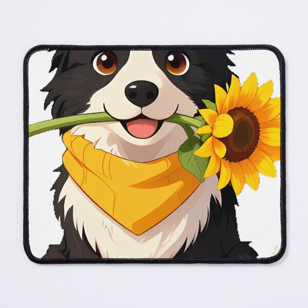 Item preview, Cute Border Collie Puppy with Yellow Scarf and Sunflower Icon designed and sold by pumsquare.