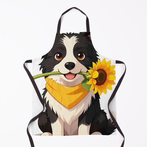 Item preview, Cute Border Collie Puppy with Yellow Scarf and Sunflower Icon designed and sold by pumsquare.