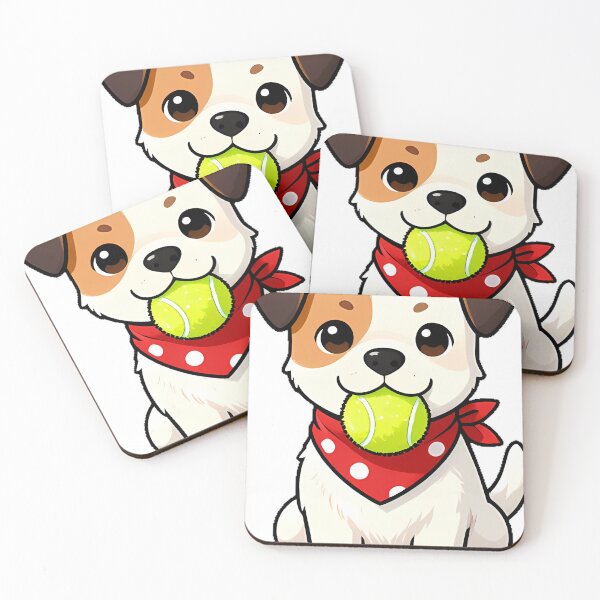 Item preview, Cute Jack Russell Puppy with Red Bandana and Tennis Ball Icon designed and sold by pumsquare.