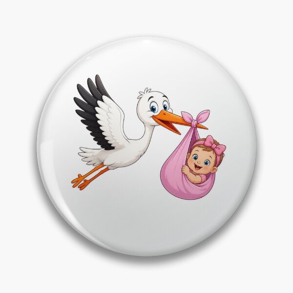 Item preview, Funny Stork Delivering Baby Girl designed and sold by Myra365Art.