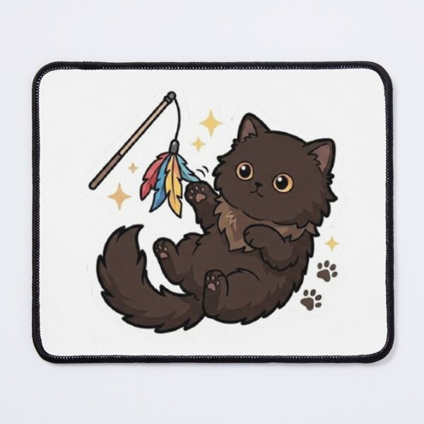 Item preview, Cute Playful Fluffy Black Cat Feather Toy designed and sold by PetalsPaws.