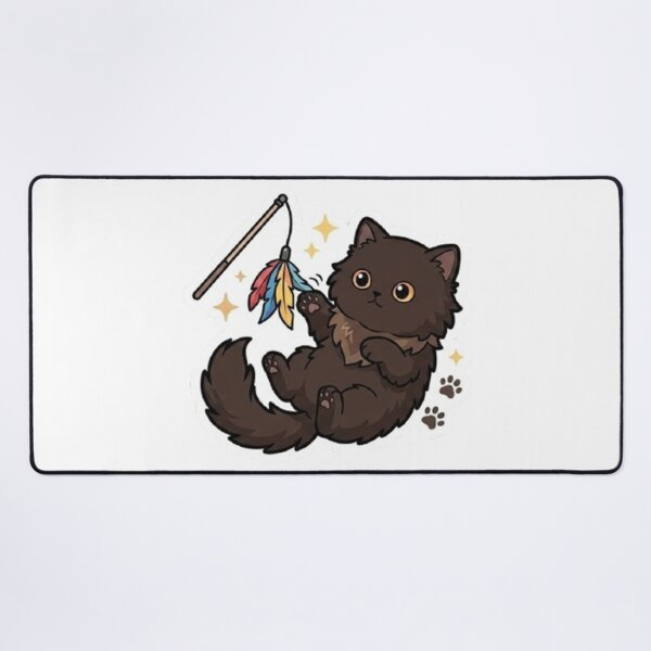 Item preview, Cute Playful Fluffy Black Cat Feather Toy designed and sold by PetalsPaws.
