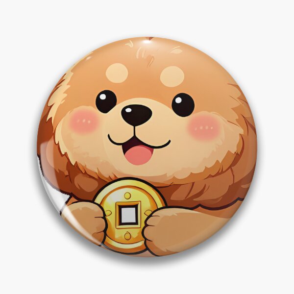 Item preview, Cute Fluffy Chow Chow Puppy with Lucky Gold Coin Icon designed and sold by pumsquare.