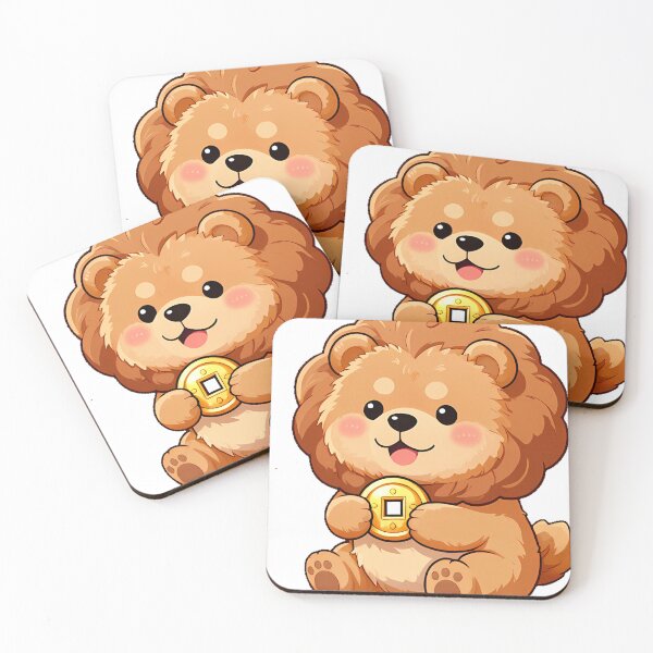 Item preview, Cute Fluffy Chow Chow Puppy with Lucky Gold Coin Icon designed and sold by pumsquare.