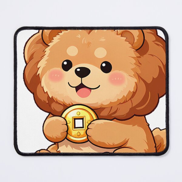 Item preview, Cute Fluffy Chow Chow Puppy with Lucky Gold Coin Icon designed and sold by pumsquare.