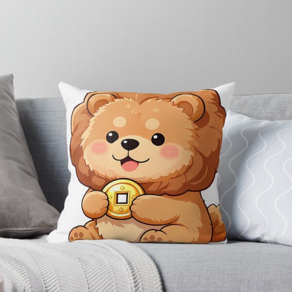 Item preview, Cute Fluffy Chow Chow Puppy with Lucky Gold Coin Icon designed and sold by pumsquare.