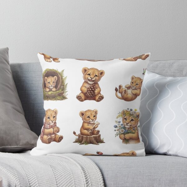 Item preview, Cute Baby Lion Cub Safari Wildflower Autumn Aesthetic Sticker Sheet designed and sold by Rehnair.