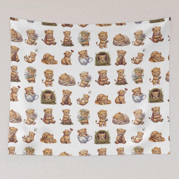 Item preview, Cute Baby Lion Cub Safari Wildflower Autumn Aesthetic Sticker Sheet designed and sold by Rehnair.