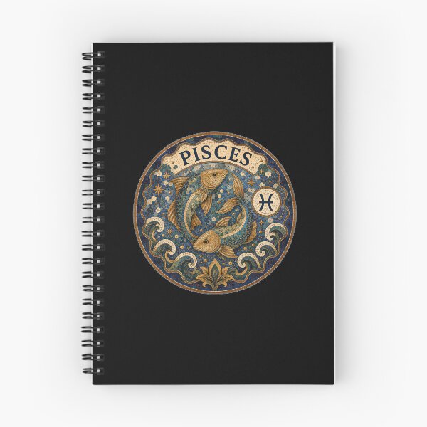 Item preview, Pisces Zodiac Mosaic Emblem With Two Fish Astrology Symbol, Ornate Blue And Gold Tile Art designed and sold by portokalis.