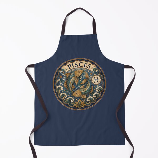 Item preview, Pisces Zodiac Mosaic Emblem With Two Fish Astrology Symbol, Ornate Blue And Gold Tile Art designed and sold by portokalis.