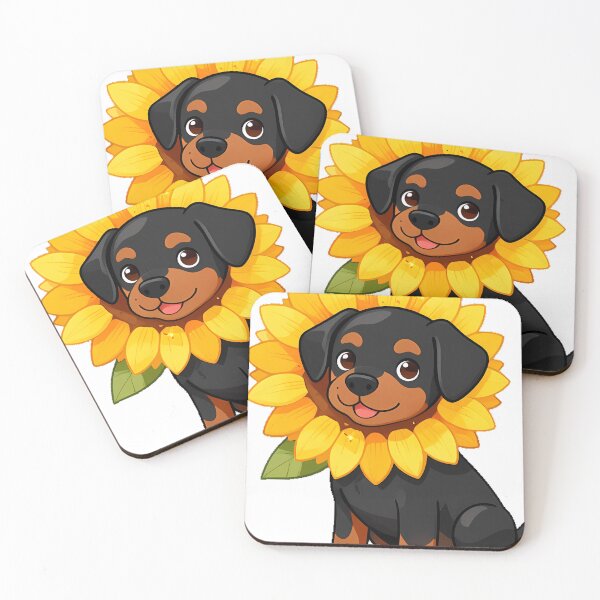 Item preview, Cute Doberman Puppy with Sunflower Icon designed and sold by pumsquare.