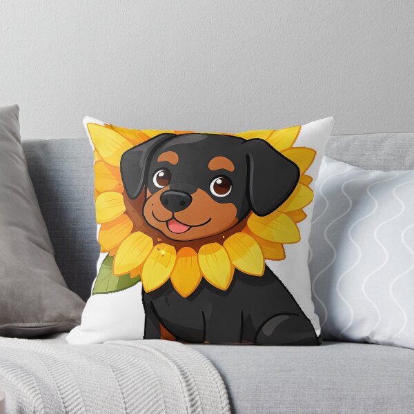 Item preview, Cute Doberman Puppy with Sunflower Icon designed and sold by pumsquare.