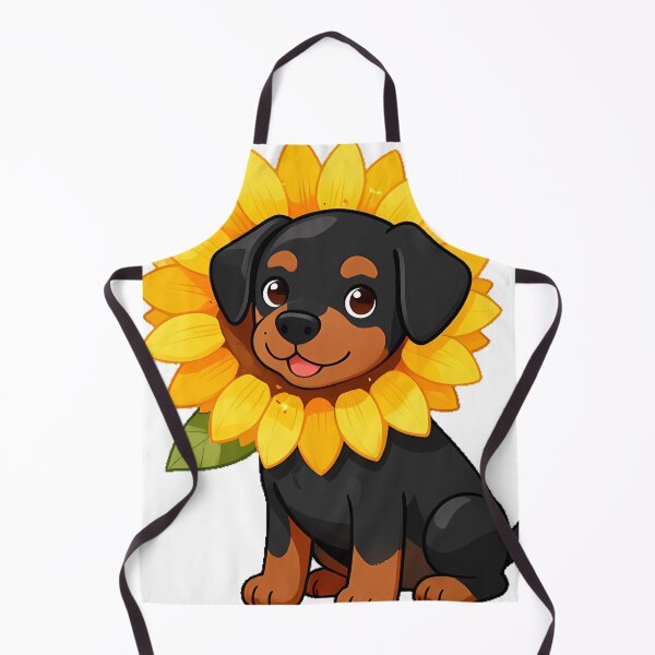 Item preview, Cute Doberman Puppy with Sunflower Icon designed and sold by pumsquare.