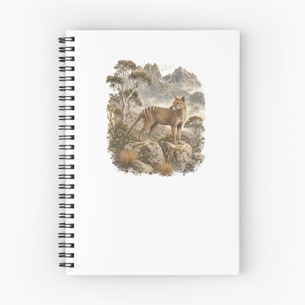 Item preview, Tasmanian Tiger Thylacine Extinct Cradle Mountain Tasmania Vintage Tassie Tiger Art designed and sold by Yellowriversss.