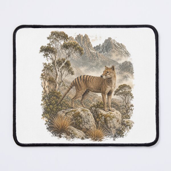 Item preview, Tasmanian Tiger Thylacine Extinct Cradle Mountain Tasmania Vintage Tassie Tiger Art designed and sold by Yellowriversss.