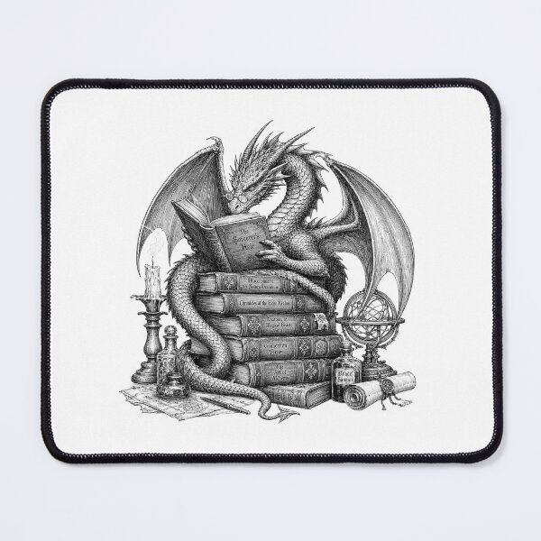 Item preview, Vintage Reading Dragon Dark Academia Fantasy Book Lover designed and sold by CoolCrazyChaos.